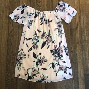 Pink floral off-the shoulder dress